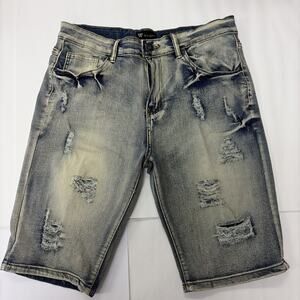 WAIMEA Jean Shorts Mens 34 Skinny Fit Distressed Ripped Denim Grunge Streetwear